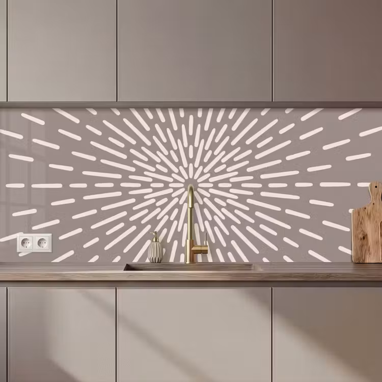 Keuken achterwand - Patroon - Stralen - Abstract - Modern - Grijs — 1