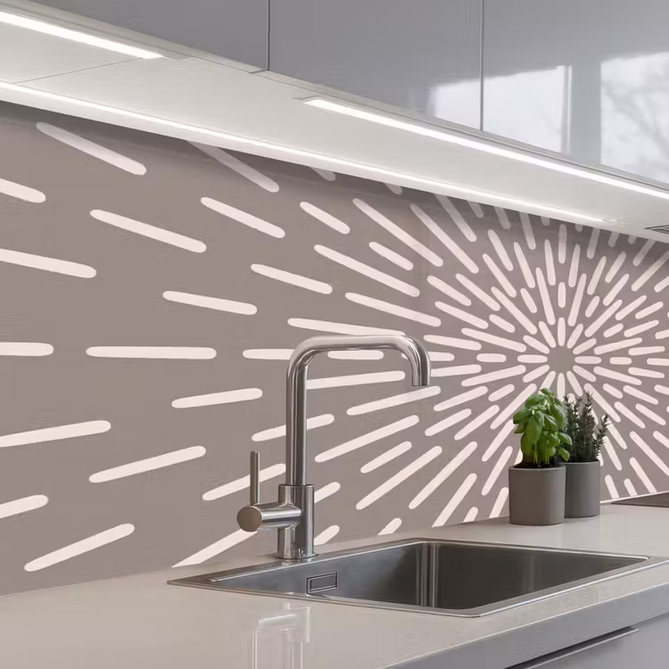 Keuken achterwand - Patroon - Stralen - Abstract - Modern - Grijs — 2