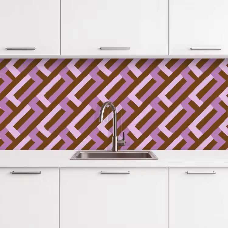 Keuken achterwand - Bruin - Roze - Geometrisch - Meander - Patroon — 4