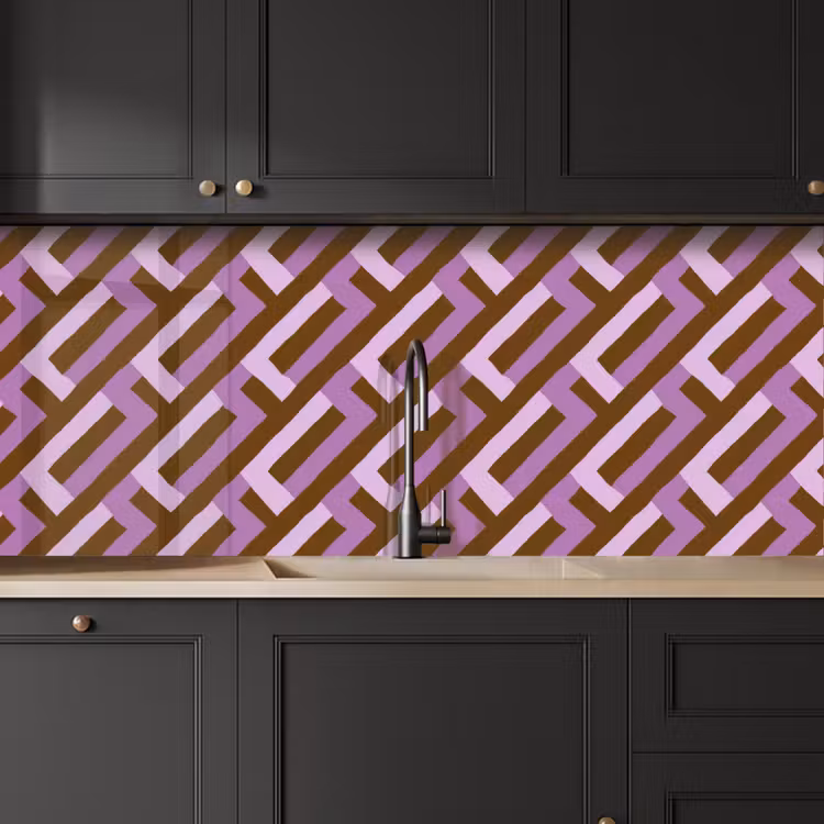 Keuken achterwand - Bruin - Roze - Geometrisch - Meander - Patroon — 6