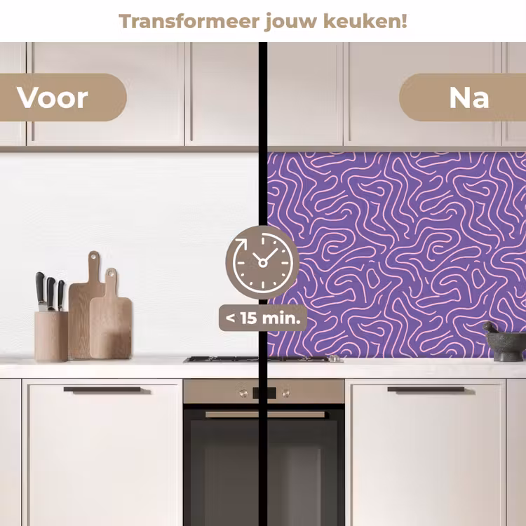 Keuken achterwand - Paars - Roze - Abstract - Lijnen - Doolhof - Patroon — 3