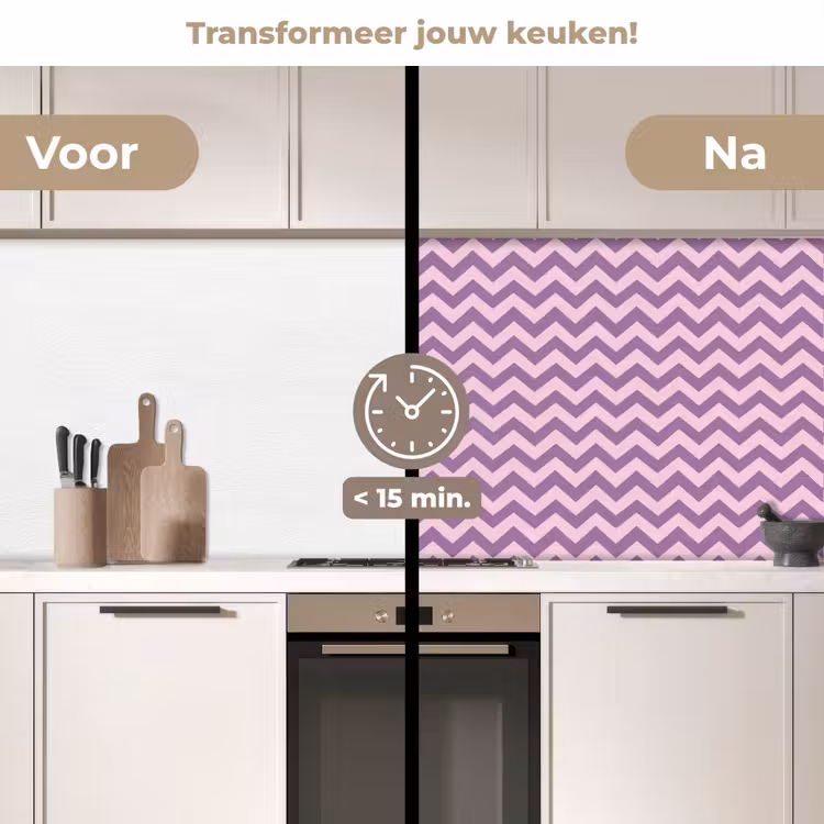 Keuken achterwand - Paars - Roze - Geometrisch - Chevron - Zigzag - Patroon — 3