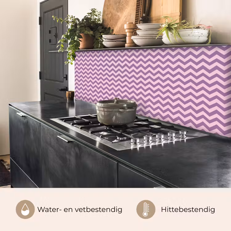 Keuken achterwand - Paars - Roze - Geometrisch - Chevron - Zigzag - Patroon — 5