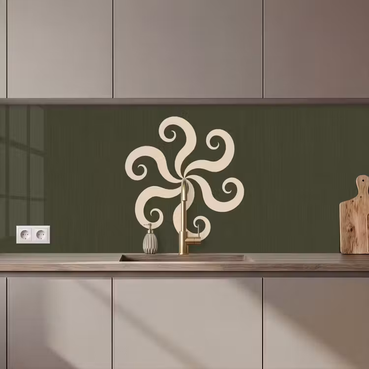 Keuken achterwand - Patroon - Spiraal - Abstract - Modern - Groen — 1