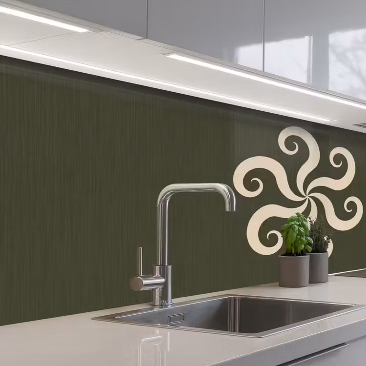 Keuken achterwand - Patroon - Spiraal - Abstract - Modern - Groen — 2