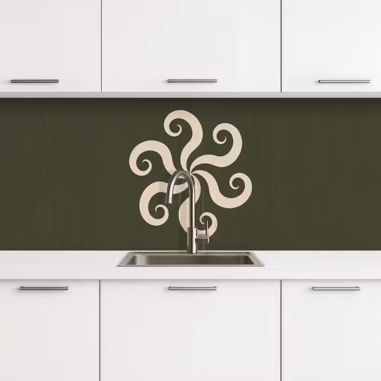 Keuken achterwand - Patroon - Spiraal - Abstract - Modern - Groen — 4