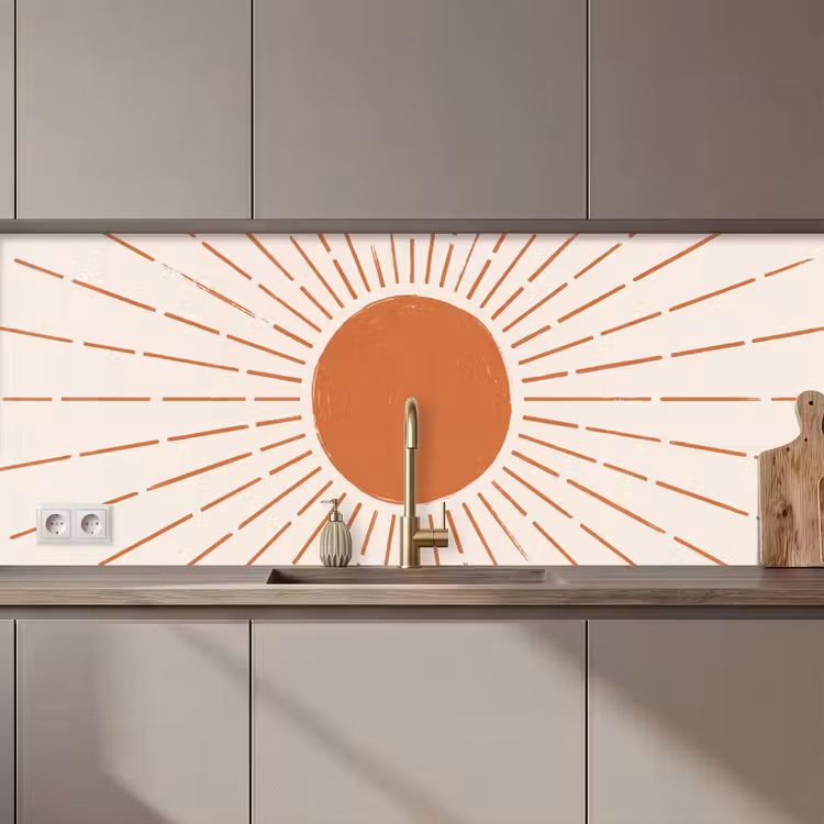 Keuken achterwand - Zon - Stralen - Abstract - Terracotta - Modern — 1