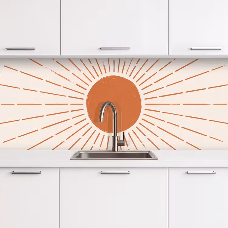 Keuken achterwand - Zon - Stralen - Abstract - Terracotta - Modern — 4