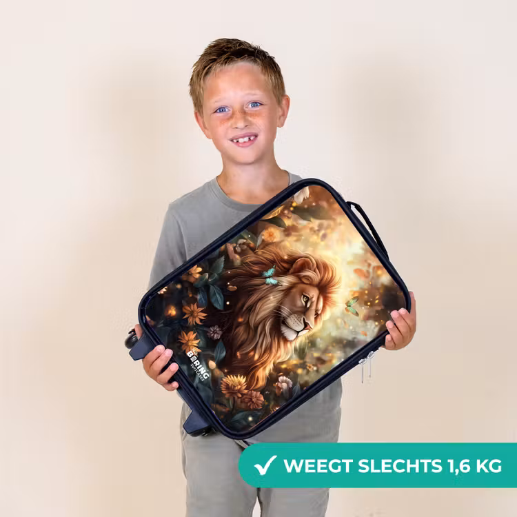 Kinderkoffer - Leeuw met vlinders in bloemrijke jungle — 3
