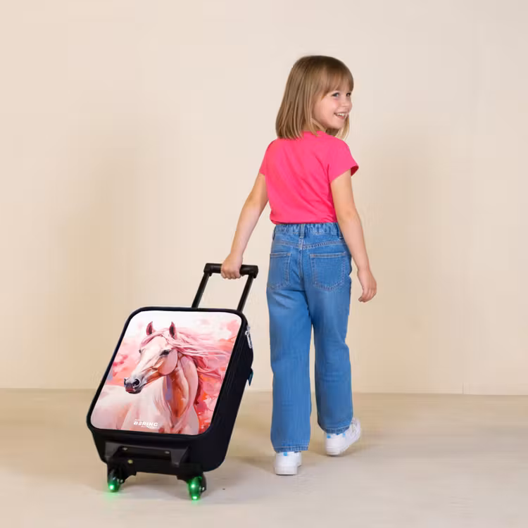 Kinderkoffer - Pastel roze paard — 2