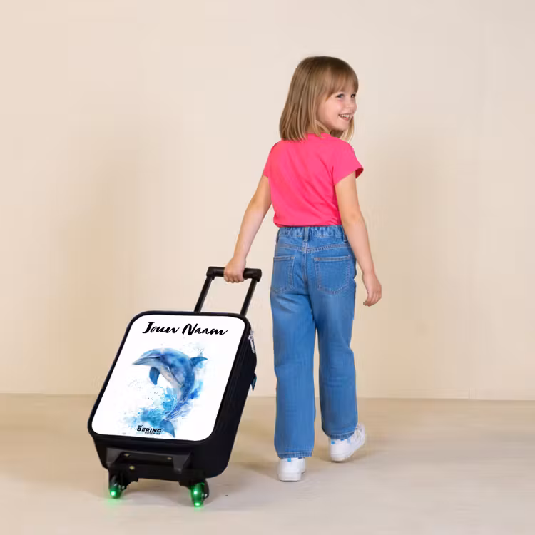 Kinderkoffers met naam - Springende blauwe dolfijn — 2