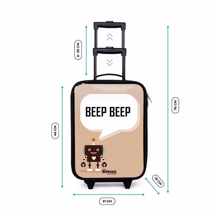 Kinderkoffer - Donkerbruine robot met een tekst — 6