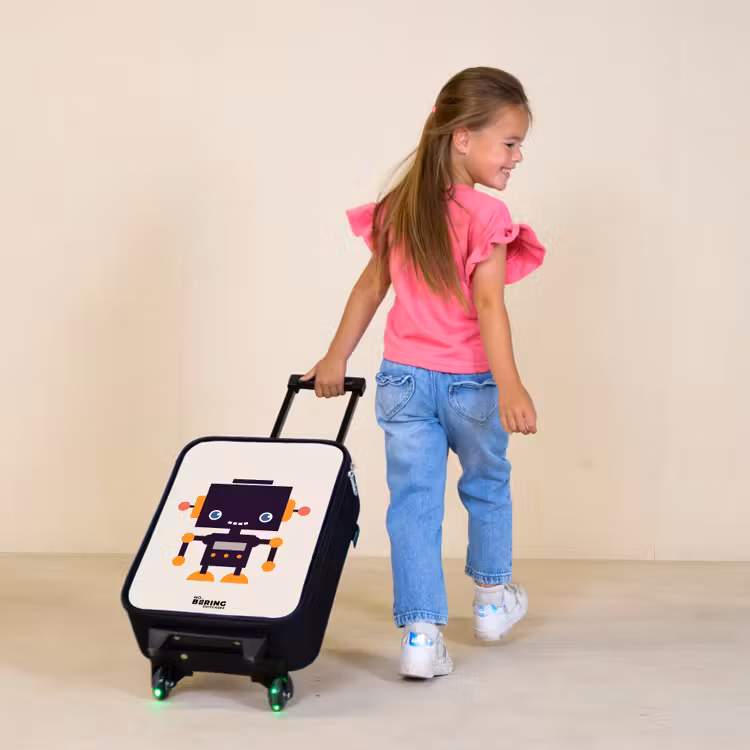 Kinderkoffer - Zwarte robot met oranje accenten — 2