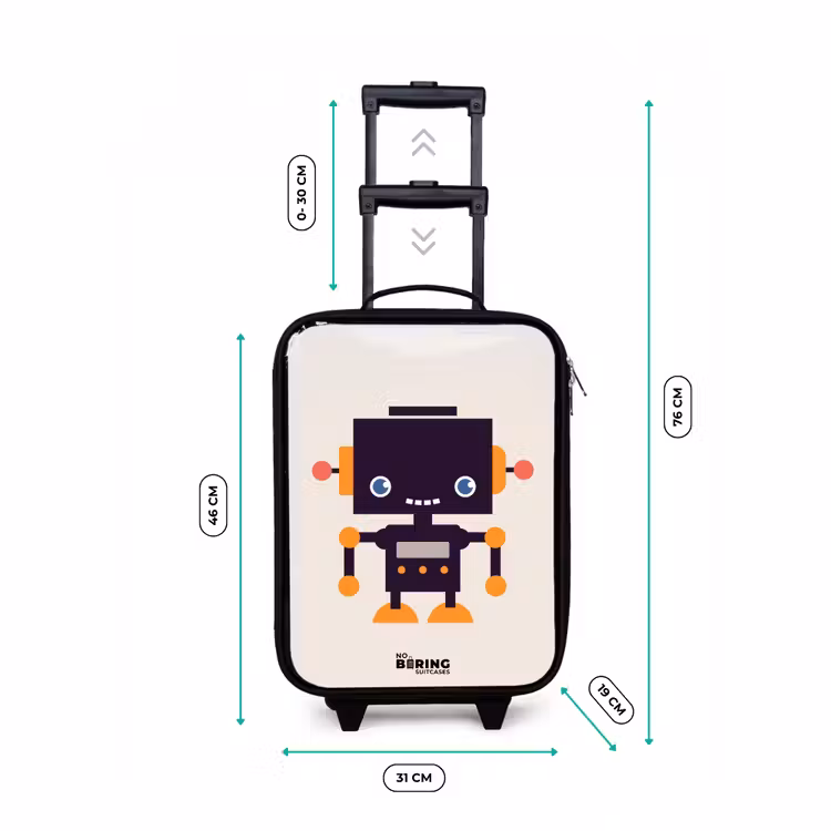 Kinderkoffer - Zwarte robot met oranje accenten — 6