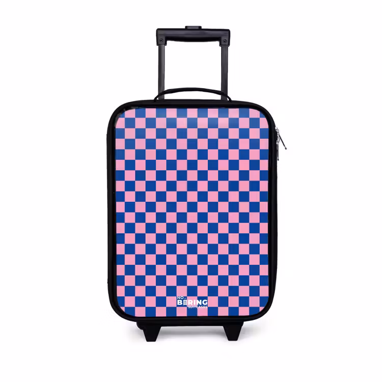 Kinderkoffers met naam - Blokjes - Blauw - Roze — 1