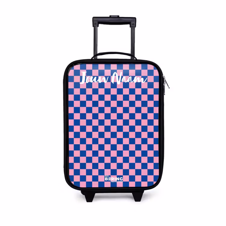 Kinderkoffers met naam - Blokjes - Blauw - Roze — 1