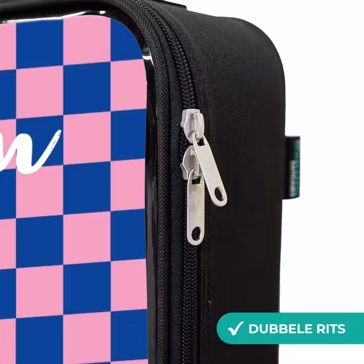 Kinderkoffers met naam - Blokjes - Blauw - Roze — 6