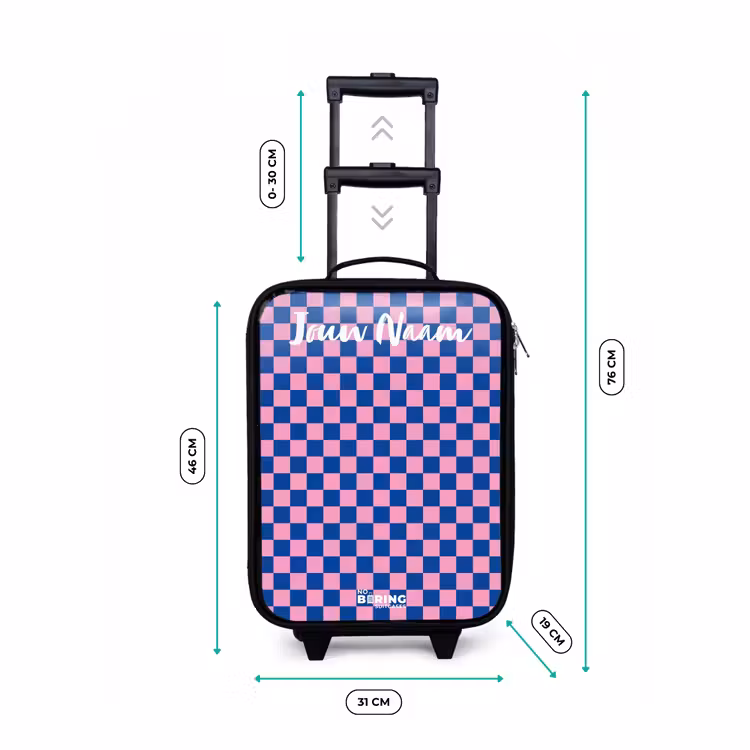 Kinderkoffers met naam - Blokjes - Blauw - Roze — 7