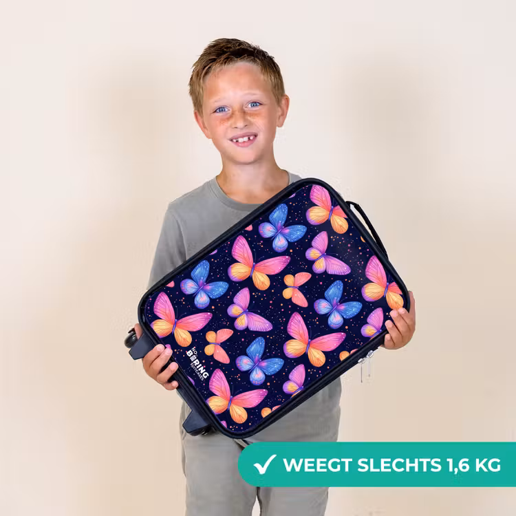 Kinderkoffer - Kleurrijke vlinders in roze en blauw — 3
