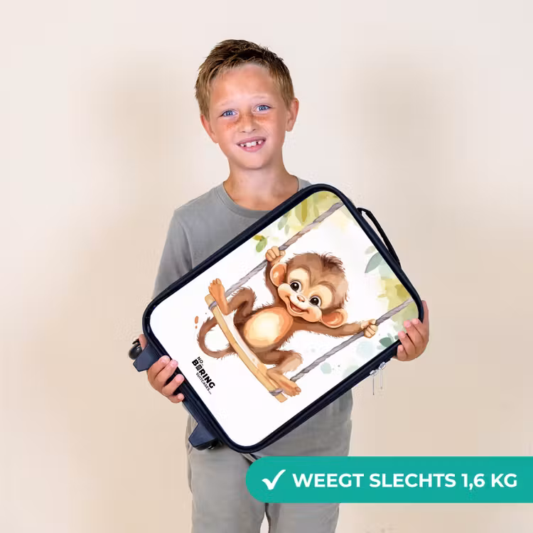 Kinderkoffer - Vrolijk aapje op een schommel illustratie — 3