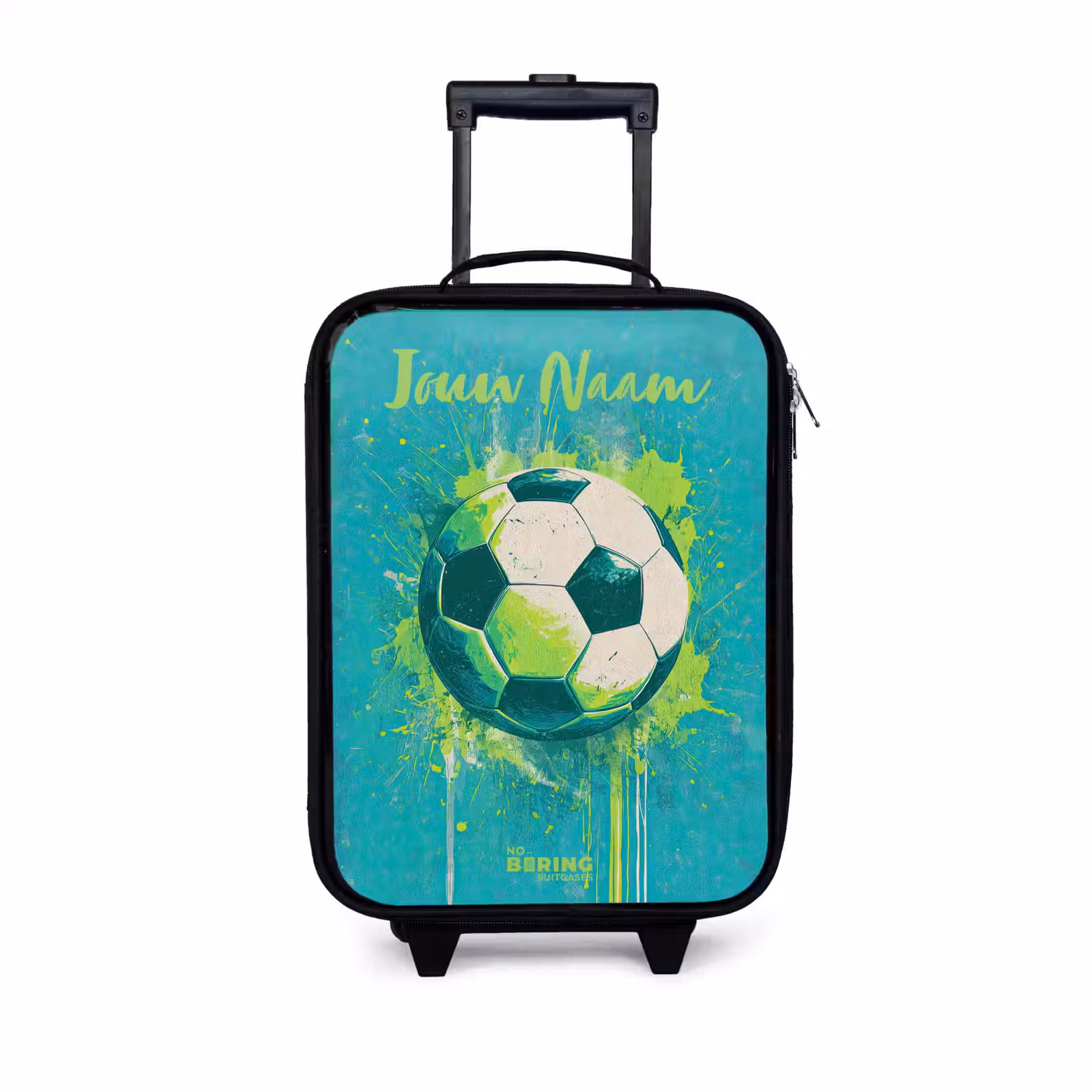 Kinderkoffers met naam - Voetbalvibes - Verfspatten - Groen - Blauw — 1