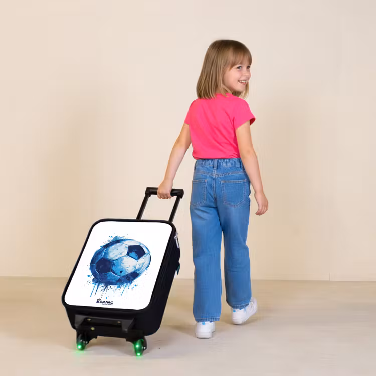 Kinderkoffers met naam - Voetbal - Inktspatten - Blauw - Bal — 2