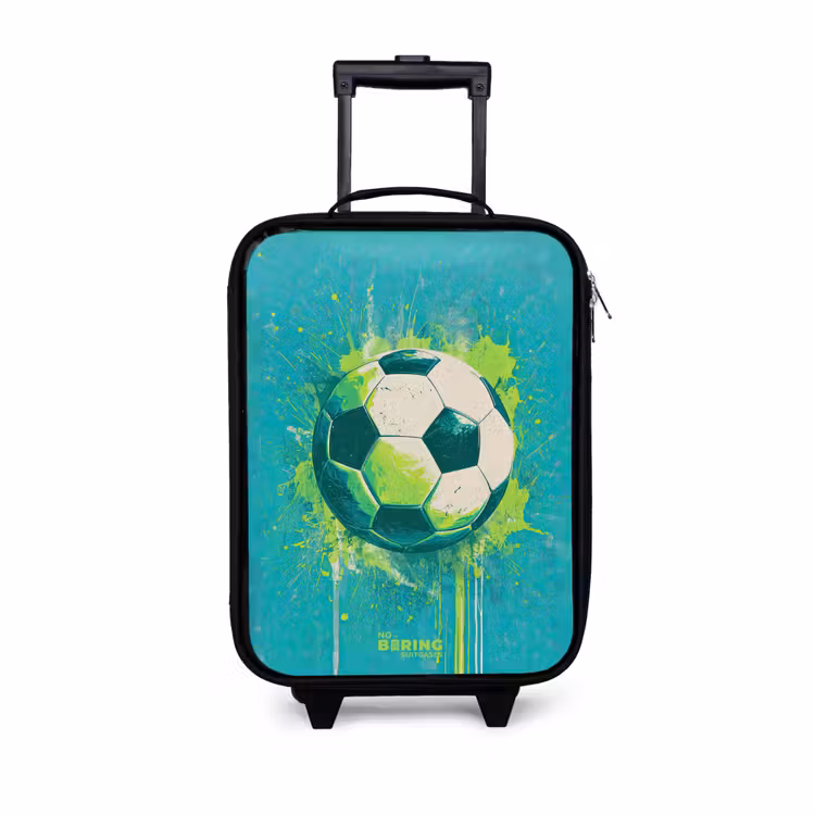 Kinderkoffers met naam - Voetbal - Verfspatten - Groen - Blauw — 1