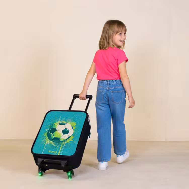 Kinderkoffers met naam - Voetbal - Verfspatten - Groen - Blauw — 2