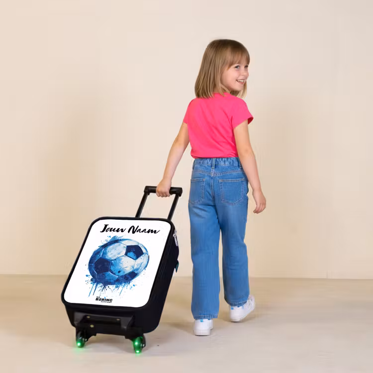 Kinderkoffers met naam - Voetbalvibes - Inktspatten - Blauw — 2