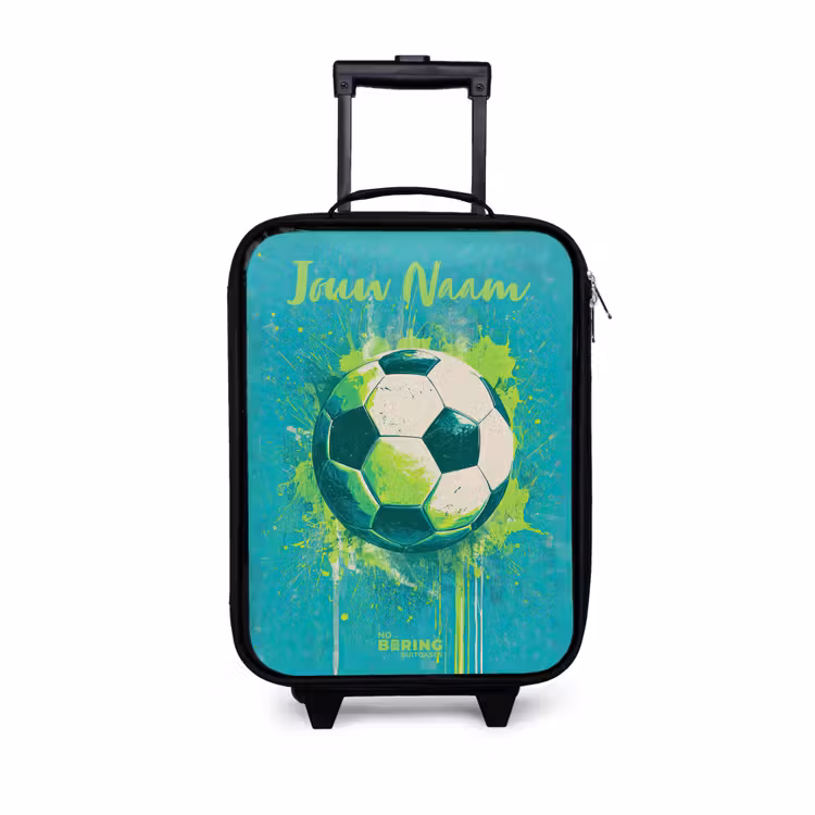 Kinderkoffers met naam - Voetbalvibes - Verfspatten - Groen - Blauw — 1