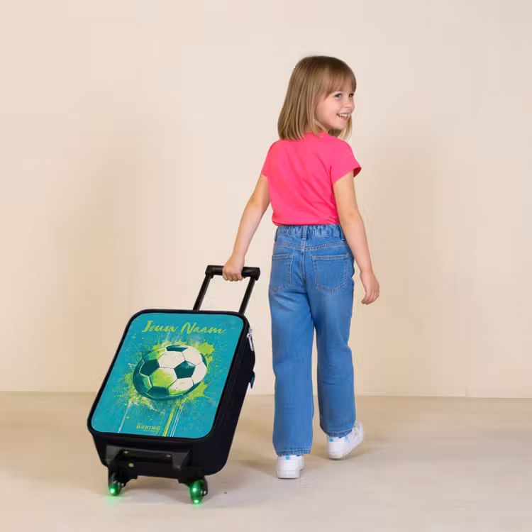 Kinderkoffers met naam - Voetbalvibes - Verfspatten - Groen - Blauw — 2