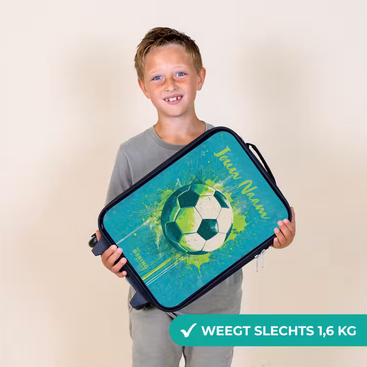 Kinderkoffers met naam - Voetbalvibes - Verfspatten - Groen - Blauw — 3