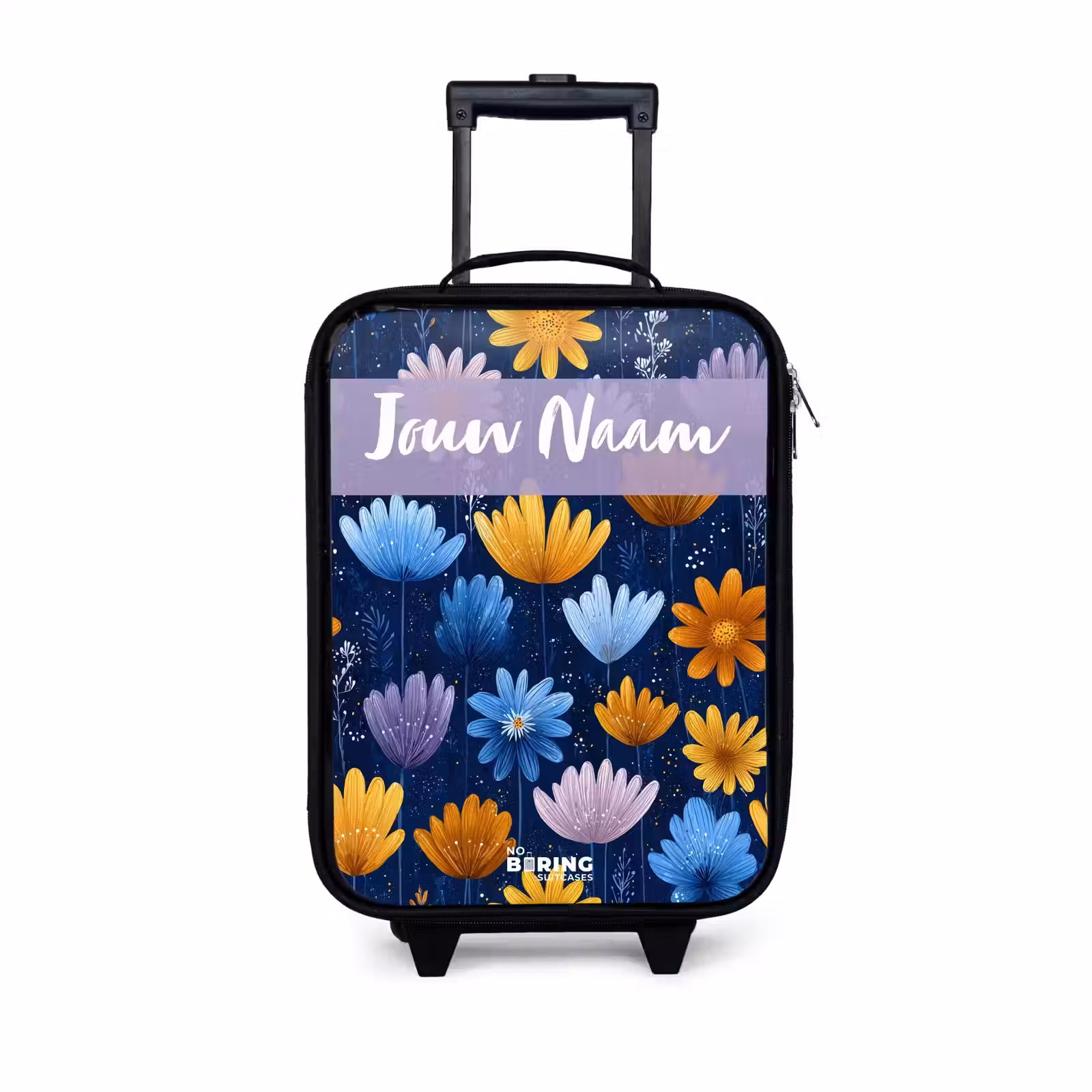 Kinderkoffers met naam - Bloemen - Patroon - Blauw — 1