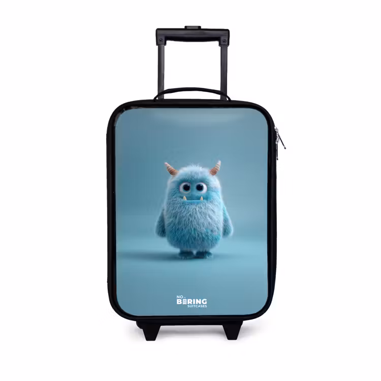 Kinderkoffer - Blauw pluizig monster met hoorns — 1