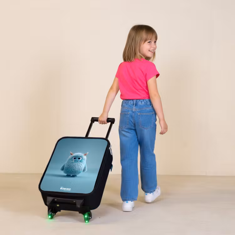 Kinderkoffer - Blauw pluizig monster met hoorns — 2