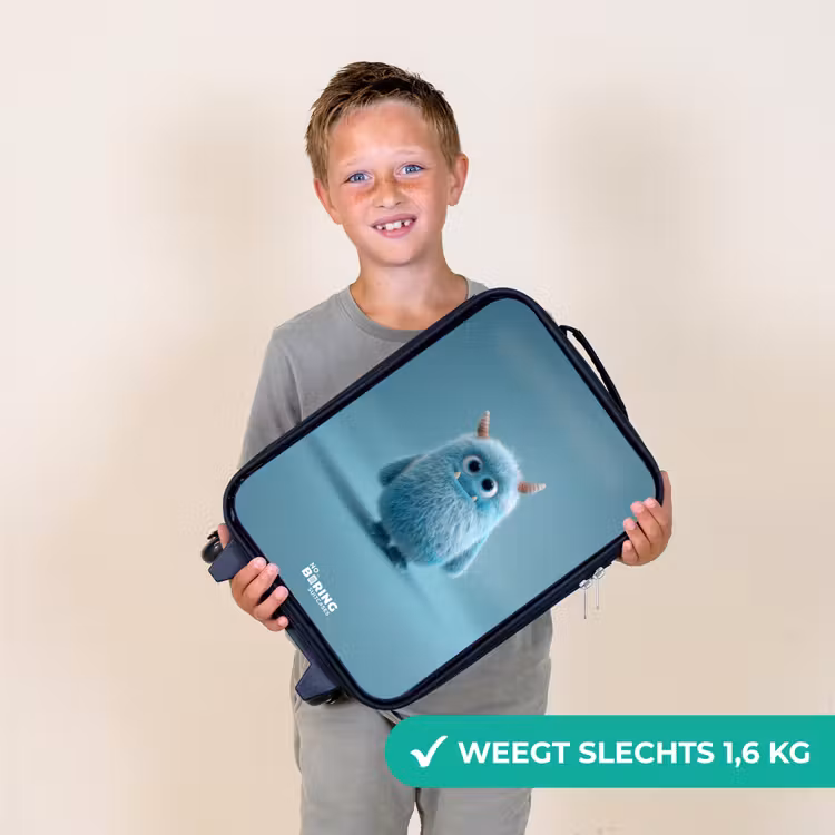 Kinderkoffer - Blauw pluizig monster met hoorns — 3