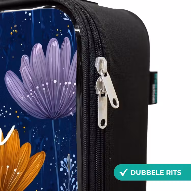Kinderkoffers met naam - Bloemen op een donkerblauwe achtergrond — 6