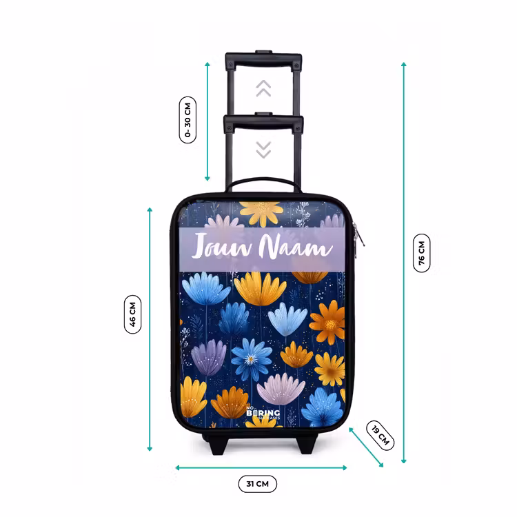 Kinderkoffers met naam - Bloemen - Patroon - Blauw — 7