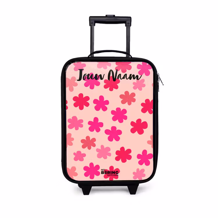 Kinderkoffers met naam - Bloemen - Patroon - Roze — 1