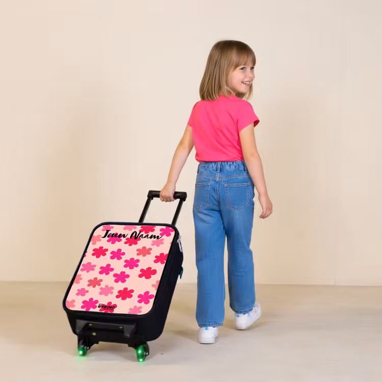 Kinderkoffers met naam - Bloemen - Patroon - Roze — 2