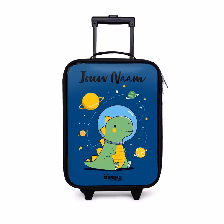 Kinderkoffers met naam - Dino - Planeet - Ster - Blauw — 1