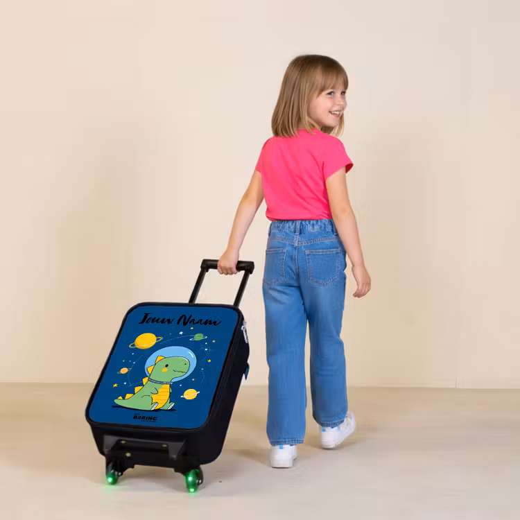 Kinderkoffers met naam - Dino - Planeet - Ster - Blauw — 2