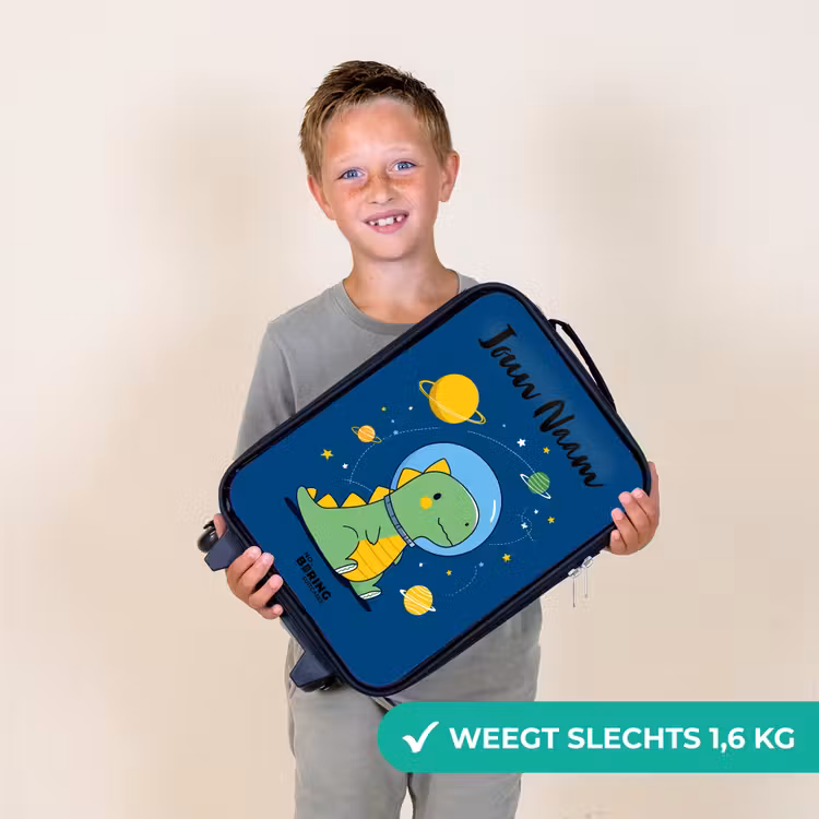 Kinderkoffers met naam - Dino - Planeet - Ster - Blauw — 3