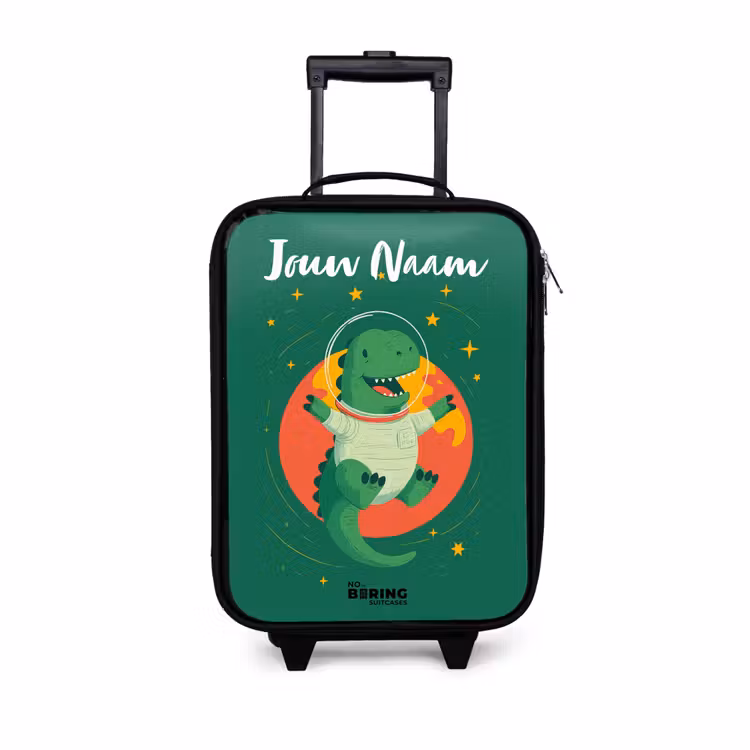 Kinderkoffers met naam - Dino - Planeet - Sterren - Groen — 1