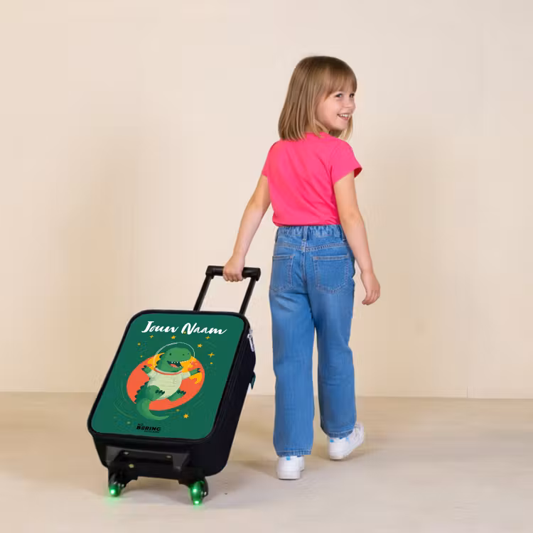 Kinderkoffers met naam - Dino - Planeet - Sterren - Groen — 2