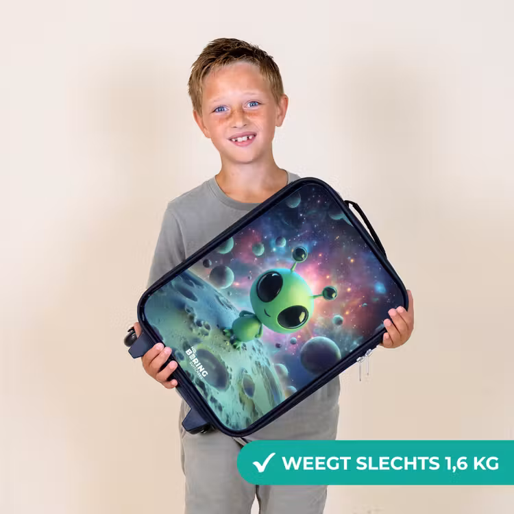 Kinderkoffer - Groen buitenaards wezentje op maanlandschap — 3