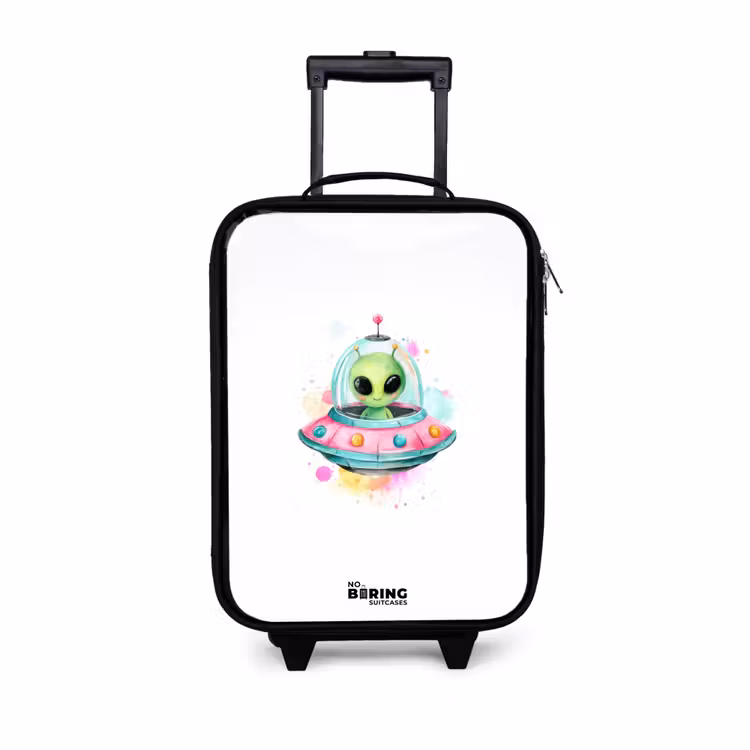 Kinderkoffer - Groene alien in kleurrijke UFO — 1