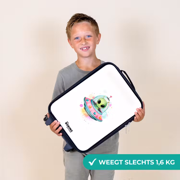 Kinderkoffer - Groene alien in kleurrijke UFO — 3