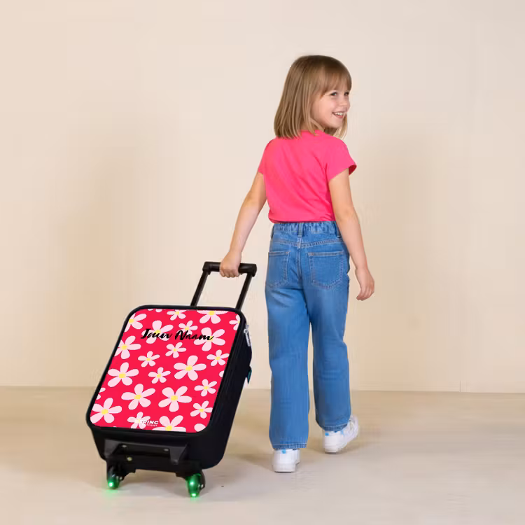 Kinderkoffers met naam - Madeliefjesmania hotpink — 2