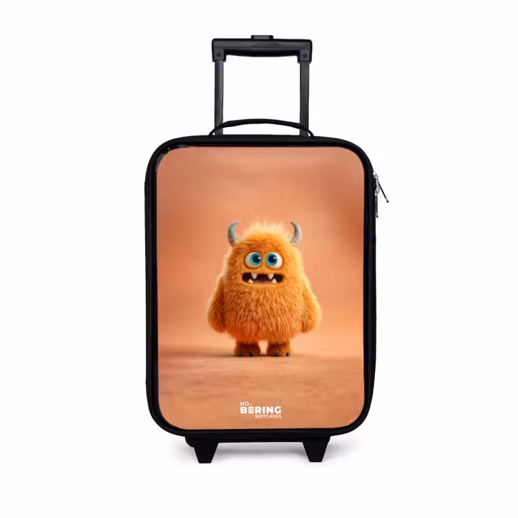 Kinderkoffer - Oranje Pluizig Monster met Hoorns — 1